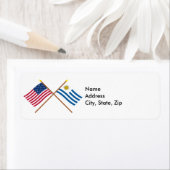 Amerikaanse en Uruguay-Kroatische vlaggen Etiket (Insitu)