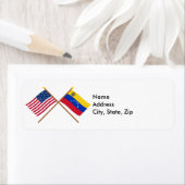 Amerikaanse en Venezuela gekruiste vlaggen Etiket (Insitu)