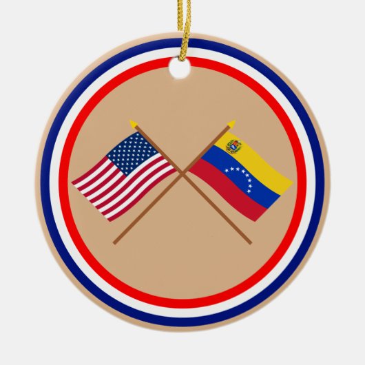Amerikaanse en Venezuela gekruiste vlaggen Keramisch Ornament (Voorkant)