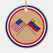 Amerikaanse en Venezuela gekruiste vlaggen Keramisch Ornament (Achterkant)