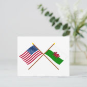 Amerikaanse en Wales Crossed Flags Briefkaart (Staand voorkant)