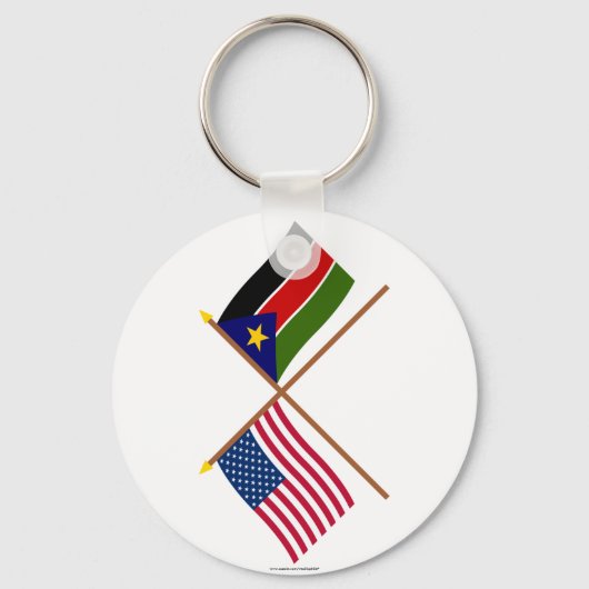 Amerikaanse en Zuid-Soedan kruidige vlaggen Sleutelhanger (Voorkant)