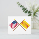 Amerikaanse en Zuid-Vietnam gekruiste vlaggen Briefkaart (Staand voorkant)
