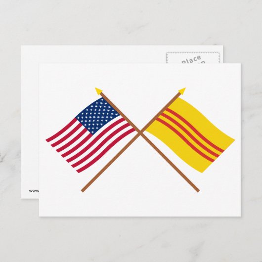 Amerikaanse en Zuid-Vietnam gekruiste vlaggen Briefkaart (Voorkant / Achterkant)