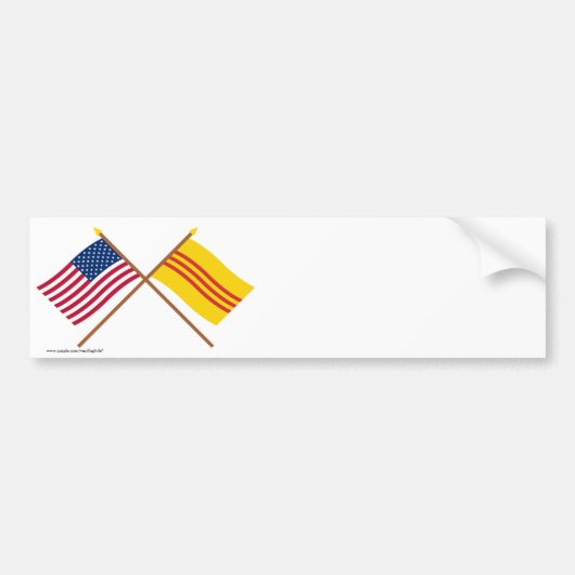 Amerikaanse en Zuid-Vietnam gekruiste vlaggen Bumpersticker (Voorkant)