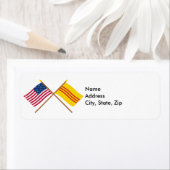 Amerikaanse en Zuid-Vietnam gekruiste vlaggen Etiket (Insitu)