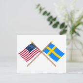 Amerikaanse en Zweedse gespleten vlaggen Briefkaart (Staand voorkant)
