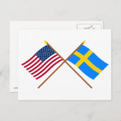 Amerikaanse en Zweedse gespleten vlaggen Briefkaart (Voorkant / Achterkant)