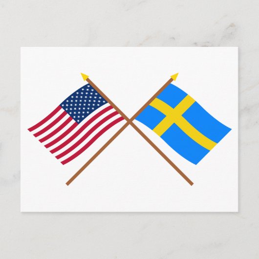 Amerikaanse en Zweedse gespleten vlaggen Briefkaart (Voorkant)