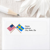 Amerikaanse en Zweedse gespleten vlaggen Etiket (Insitu)