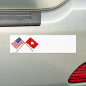 Amerikaanse en Zwitserse getijnse vlaggen Bumpersticker (Op auto)