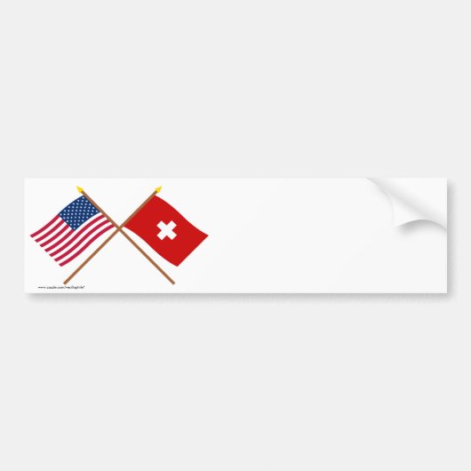 Amerikaanse en Zwitserse getijnse vlaggen Bumpersticker (Voorkant)