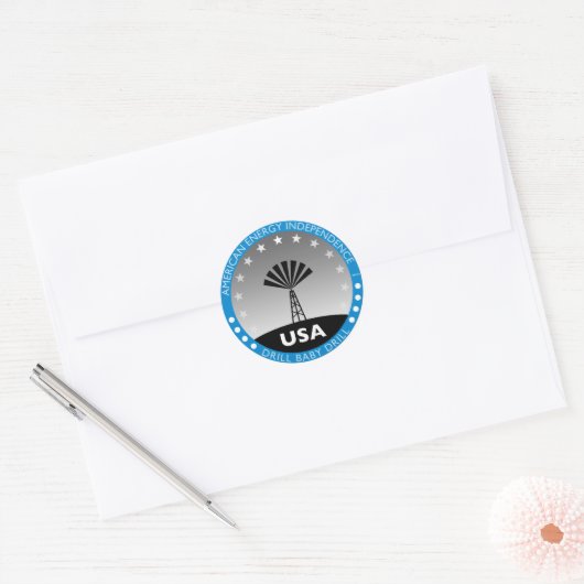 Amerikaanse energie-onafhankelijkheid ronde sticker (Envelop)