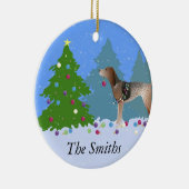 Amerikaanse Engelse Coonhound Decorating Kerstmis  Keramisch Ornament (Rechts)
