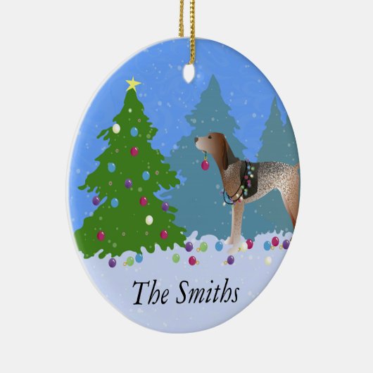 Amerikaanse Engelse Coonhound Decorating Kerstmis Keramisch Ornament (Rechts)