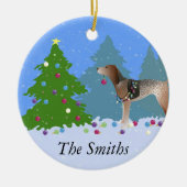 Amerikaanse Engelse Coonhound Decorating Kerstmis  Keramisch Ornament (Voorkant)
