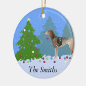 Amerikaanse Engelse Coonhound Decorating Kerstmis  Keramisch Ornament (Links)