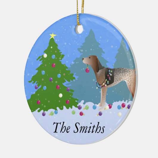 Amerikaanse Engelse Coonhound Decorating Kerstmis  Keramisch Ornament (Links)