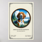 Amerikaanse Engelse Coonhound Dierkundige Serie Poster (Voorkant)