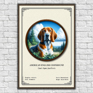 Amerikaanse Engelse Coonhound Dierkundige Serie Poster