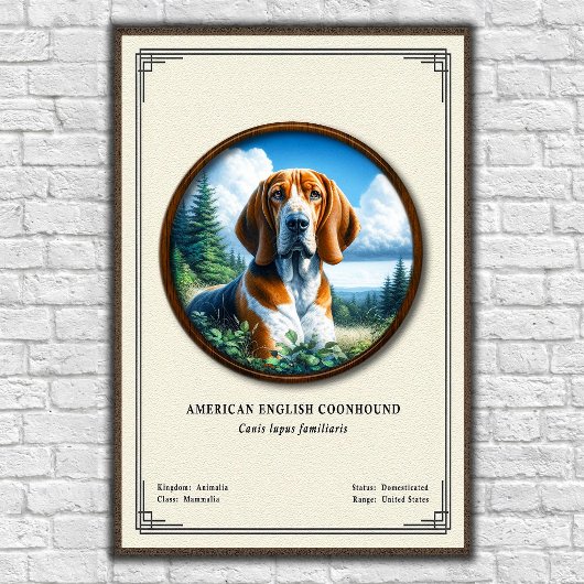 Amerikaanse Engelse Coonhound Dierkundige Serie Poster
