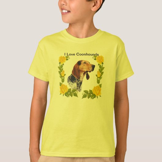 Amerikaanse Engelse coonhound en gele rozen T-shirt (Voorkant)