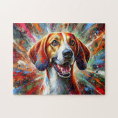 Amerikaanse Engelse Coonhound Honden Acryl Portret Legpuzzel (Horizontaal)
