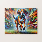 Amerikaanse Engelse Coonhound Honden Acryl Portret Legpuzzel (Horizontaal)