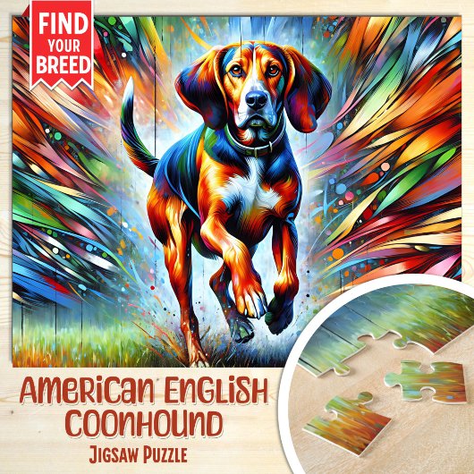 Amerikaanse Engelse Coonhound Honden Acryl Portret Legpuzzel