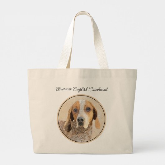 Amerikaanse Engelse Coonhound Redtick Schilderen H Grote Tote Bag (Achterkant)