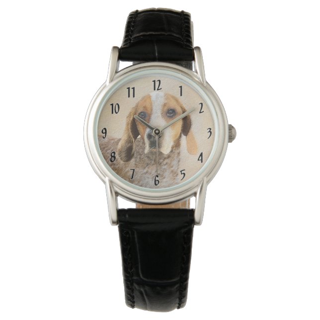 Amerikaanse Engelse Coonhound Schilderij - Honden  Horloge (Voorkant)