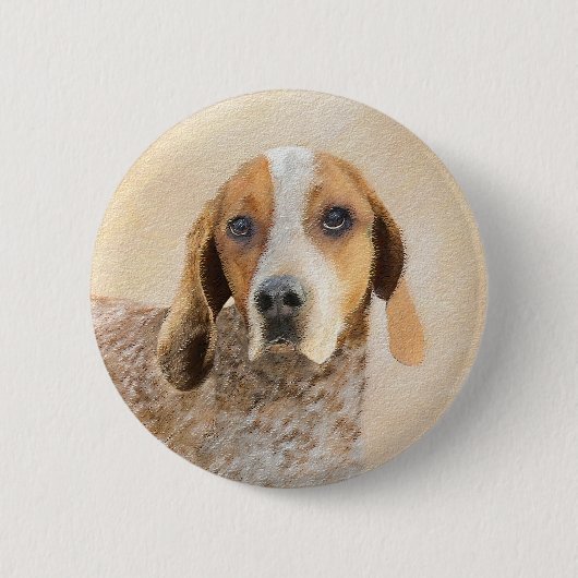 Amerikaanse Engelse coonhound-schildering - Oorspr Ronde Button 5,7 Cm (Voorkant)