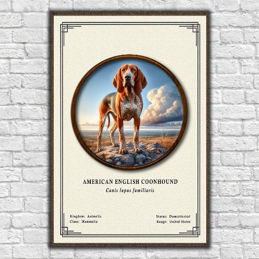 Amerikaanse Engelse Coonhound Zoölogische Serie Poster