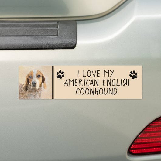 Amerikaanse Engelse coonhoundschildering - Dog Art Bumpersticker (Op auto)
