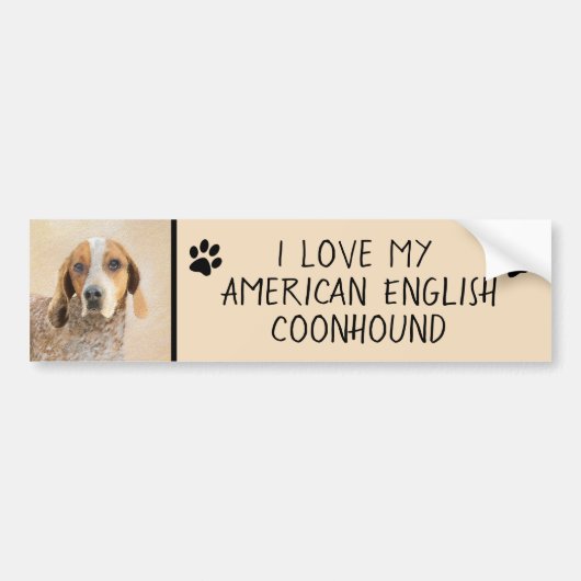 Amerikaanse Engelse coonhoundschildering - Dog Art Bumpersticker (Voorkant)