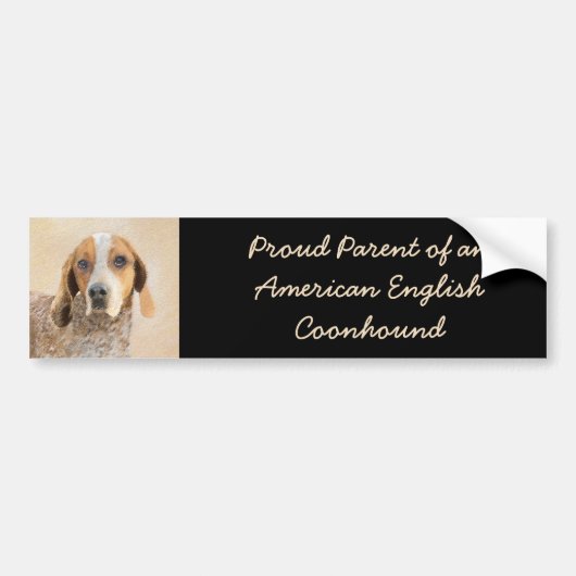 Amerikaanse Engelse coonhoundschildering - Dog Art Bumpersticker (Voorkant)