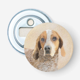 Amerikaanse Engelse coonhoundschildering - Dog Art Button Flesopener