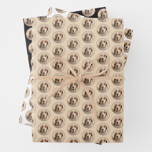 Amerikaanse Engelse coonhoundschildering - Dog Art Inpakpapier Vel (In situ)