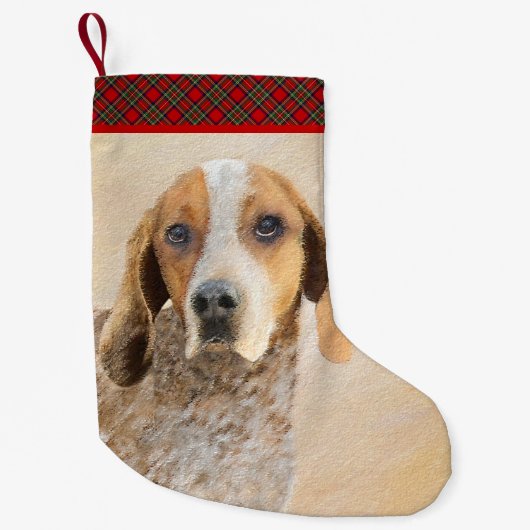 Amerikaanse Engelse coonhoundschildering - Dog Art Kleine Kerstsok (Voorkant)