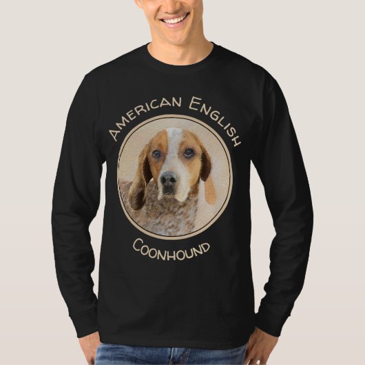 Amerikaanse Engelse coonhoundschildering - Dog Art T-shirt (Voorkant)