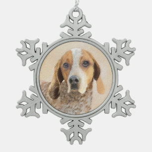 Amerikaanse Engelse coonhoundschildering - Dog Art Tin Sneeuwvlok Ornament