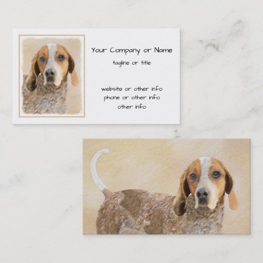 Amerikaanse Engelse coonhoundschildering - Dog Art Visitekaartje (Voorkant / Achterkant)