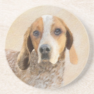 Amerikaanse Engelse coonhoundschildering - Dog Art Zandsteen Onderzetter