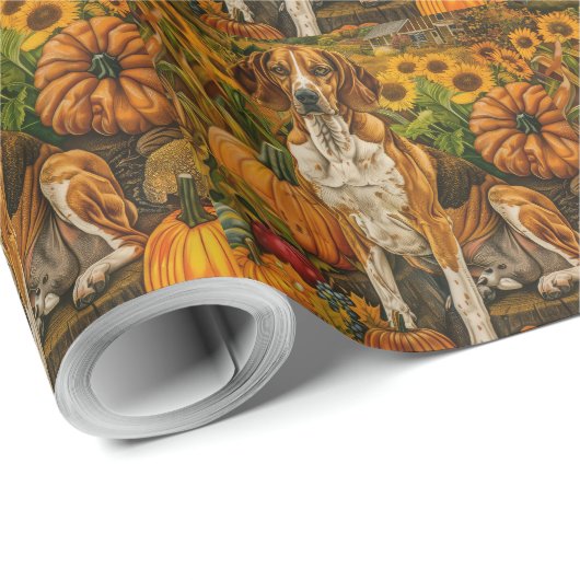 Amerikaanse Engelse Foxhound Autumn Harvest Cadeaupapier (Rol Hoek)
