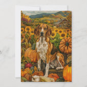 Amerikaanse Engelse Foxhound Autumn Harvest Feestdagenkaart (Voorkant)