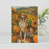 Amerikaanse Engelse Foxhound Autumn Harvest Feestdagenkaart (Staand voorkant)