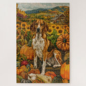 Amerikaanse Engelse Foxhound Autumn Harvest Legpuzzel (Verticaal)