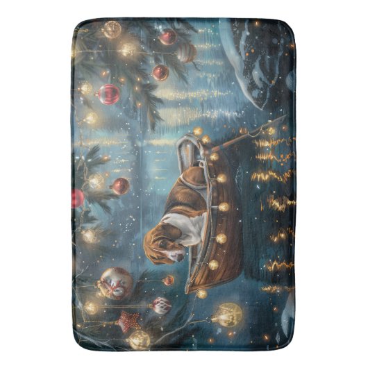 Amerikaanse Engelse Foxhound Christmas Feestelijke Badmat (Voorkant Verticaal)