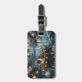 Amerikaanse Engelse Foxhound Christmas Feestelijke Bagagelabel (Voorkant verticaal)