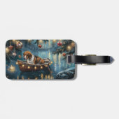 Amerikaanse Engelse Foxhound Christmas Feestelijke Bagagelabel (Achterkant horizontaal)